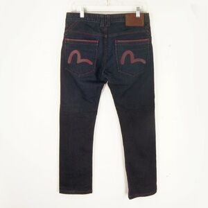 Evisu Dark Wash Blue Slim Straight Fit Japanese Denim Jeans Pants